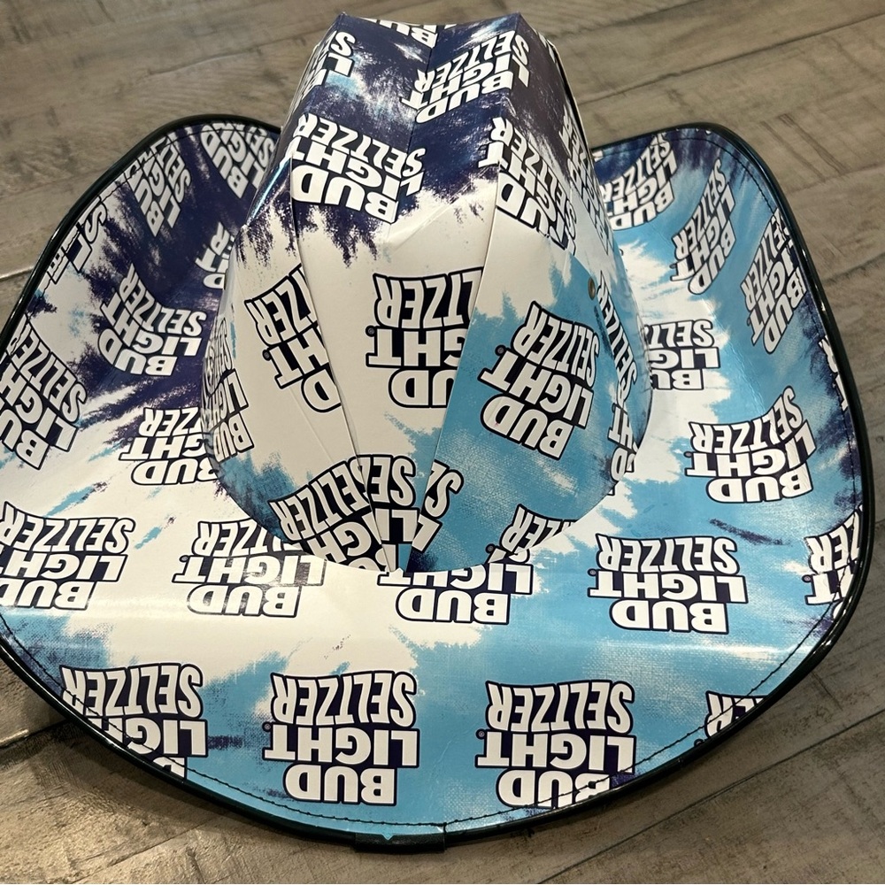 New Budweiser Cowboy Hat Bud Light Seltzer Recycled Beer Box One Size Fits Most - Picture 2 of 7